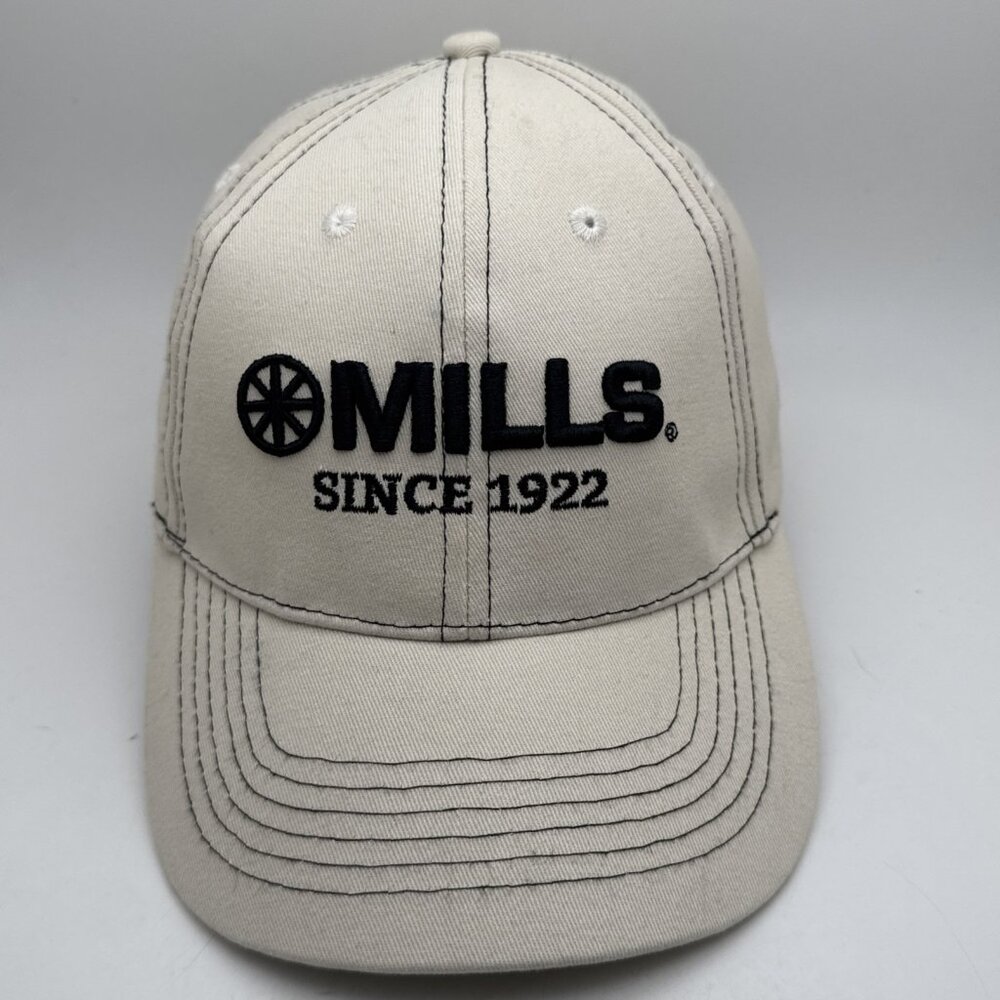 Mills Hat Cap Baseball Cap Mens Beige With Black Logo GR43